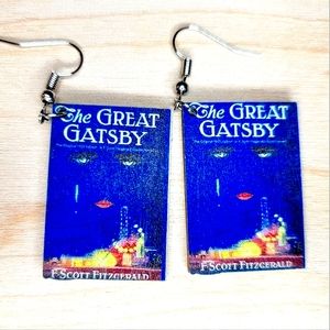 Wood, Great Gatsby, Novel, Book Cover,  Drop Earrings